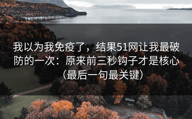 我以为我免疫了，结果51网让我最破防的一次：原来前三秒钩子才是核心（最后一句最关键）