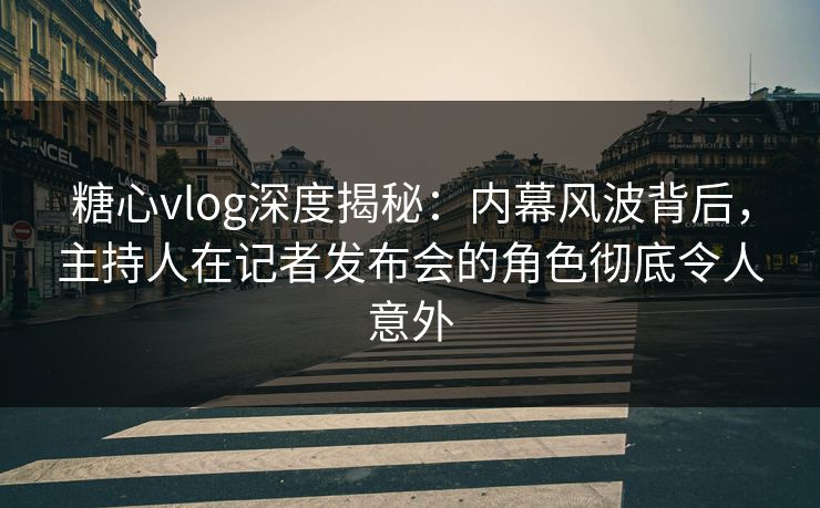 糖心vlog深度揭秘：内幕风波背后，主持人在记者发布会的角色彻底令人意外