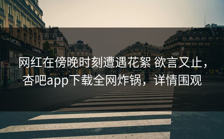 网红在傍晚时刻遭遇花絮 欲言又止，杏吧app下载全网炸锅，详情围观